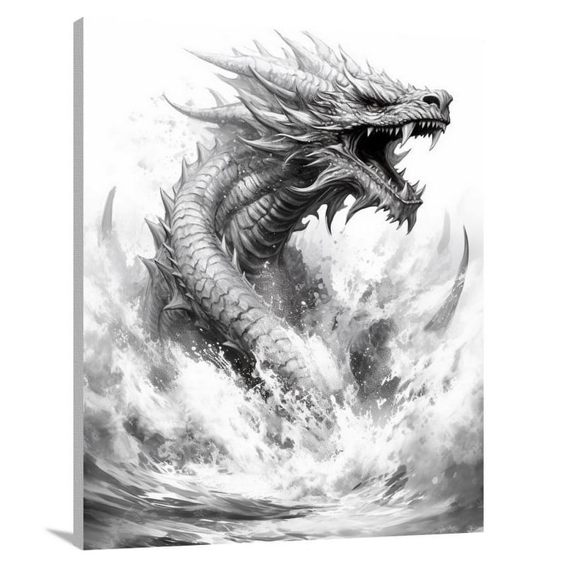 Dragon - Black and White - Canvas Print