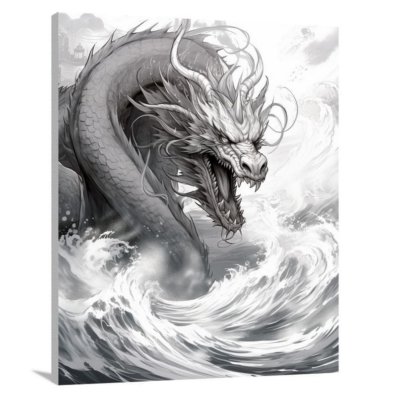 Dragon's Enchantment - Black And White - Canvas Print