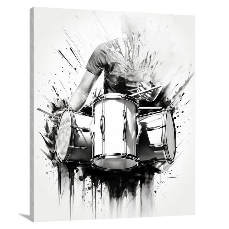 Drumming Harmony - Black And White - Canvas Print