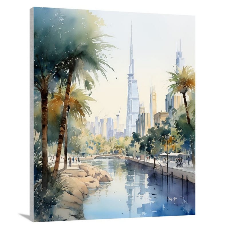 Dubai's Serene Reflections - Canvas Print
