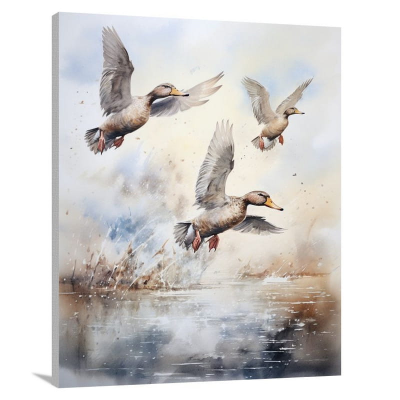Duck's Flight - Watercolor 2 - Canvas Print