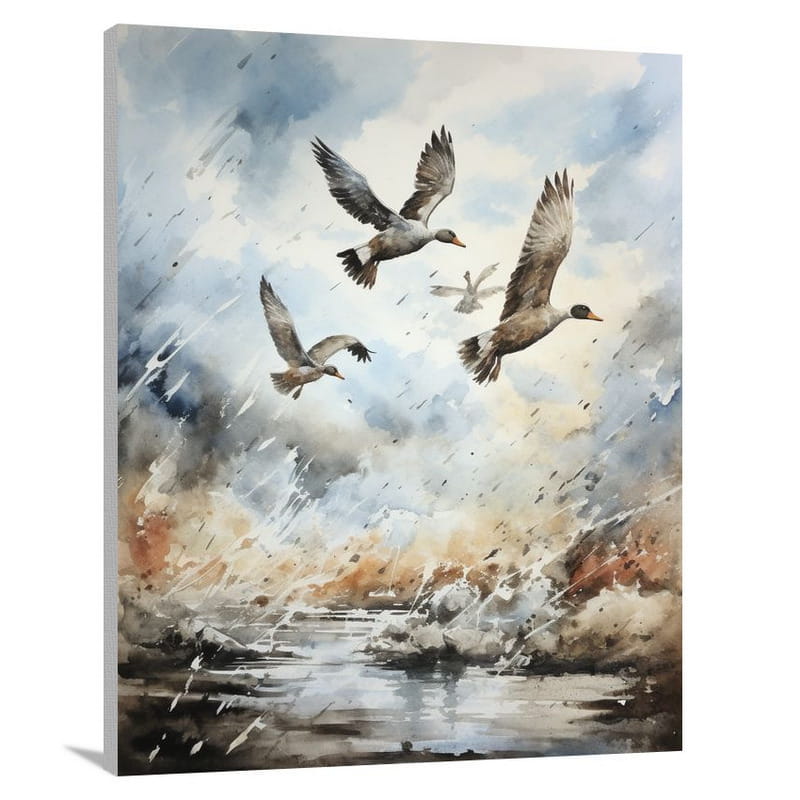 Duck's Flight - Watercolor - Canvas Print