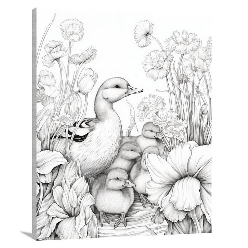 Duck's Whimsical Garden - Canvas Print