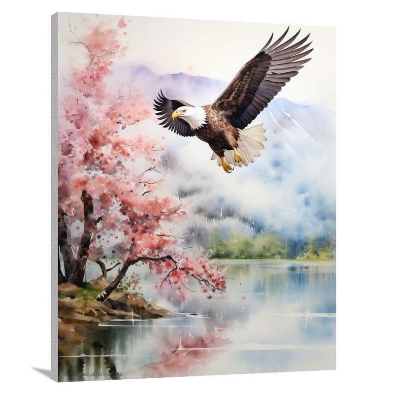 Eagle's Serene Flight - Watercolor - Canvas Print