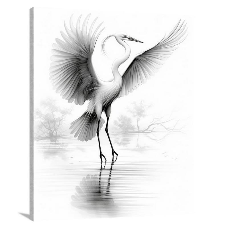Egret's Elegance - Canvas Print