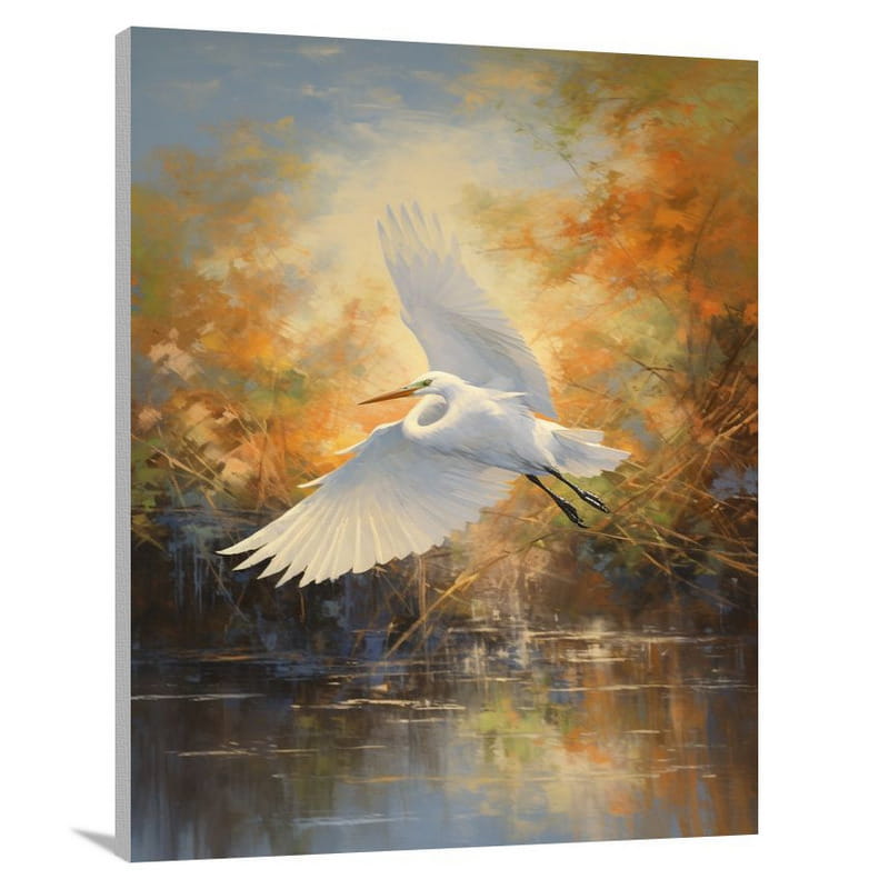 Egret's Flight - Canvas Print