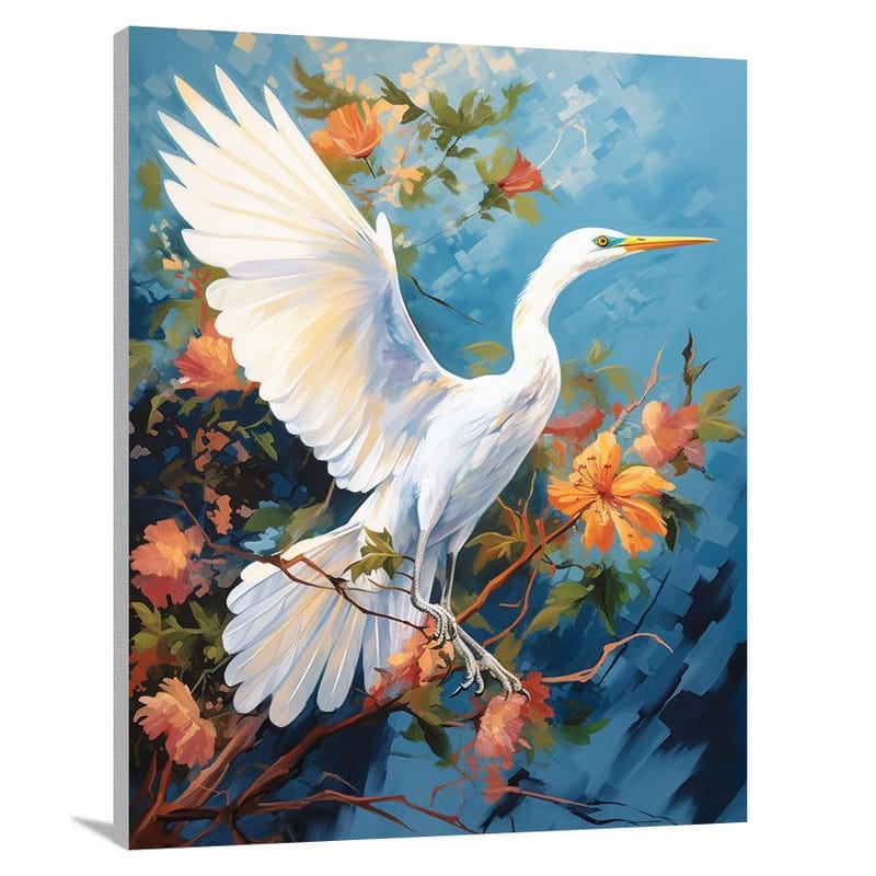 Egret's Flight: Whispers of Freedom - Canvas Print