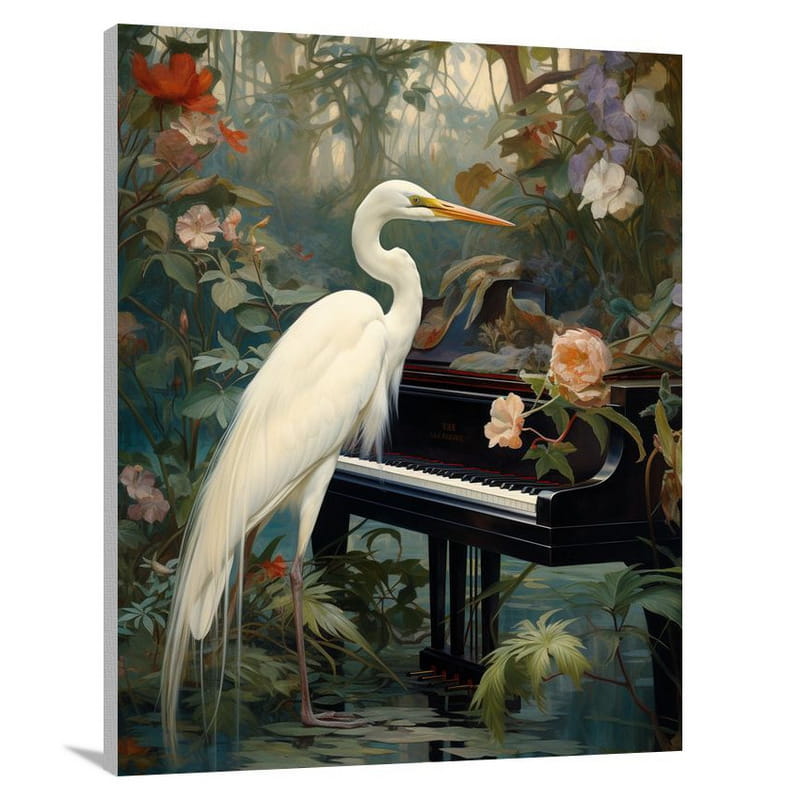 Egret's Melody - Canvas Print