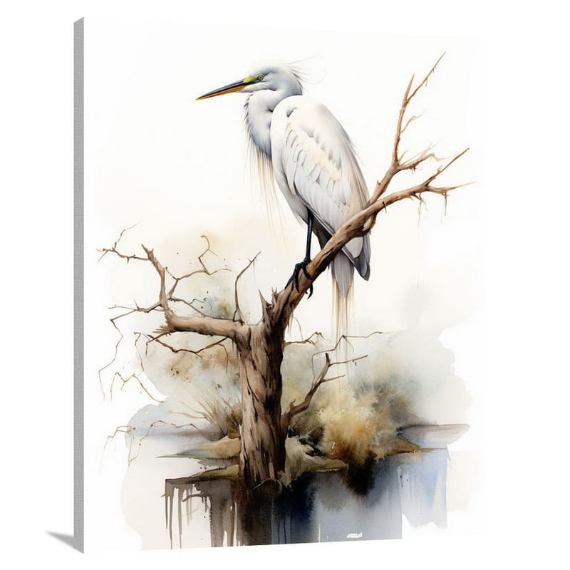 Egret's Solitude - Canvas Print