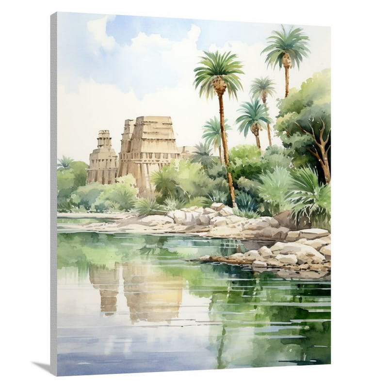 Egyptian Oasis - Watercolor - Canvas Print