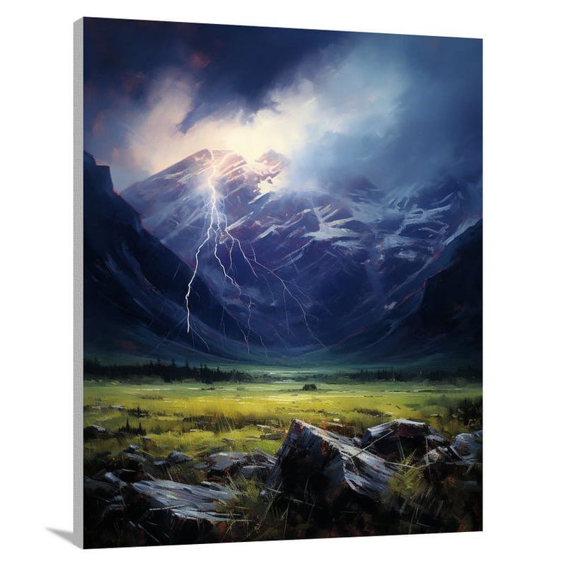 Electric Majesty: Lightning's Dance - Impressionist - Canvas Print