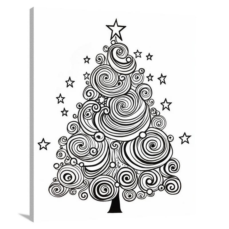 Elegance in Monochrome: Christmas Tree - Canvas Print