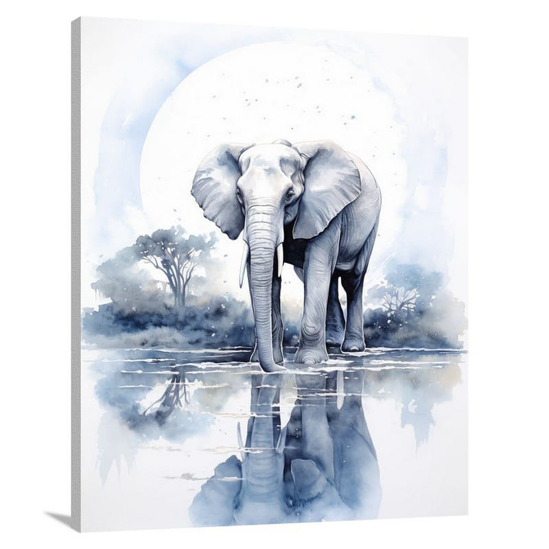 Elephant's Reflection - Watercolor - Canvas Print