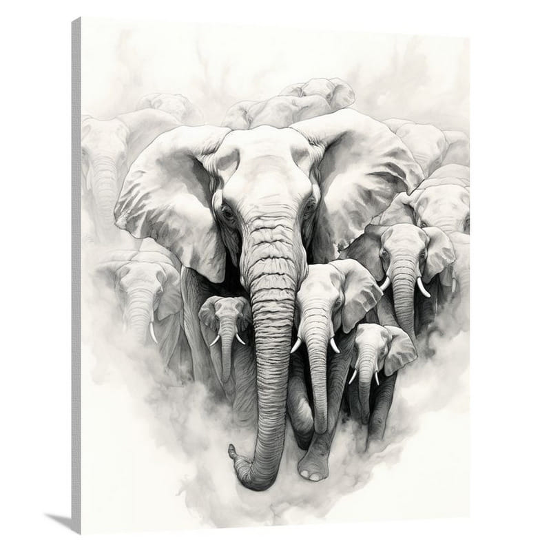 Elephant's Resilient Giants - Canvas Print