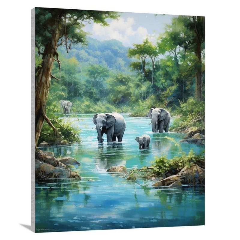 Elephant's Serene Wilderness - Canvas Print