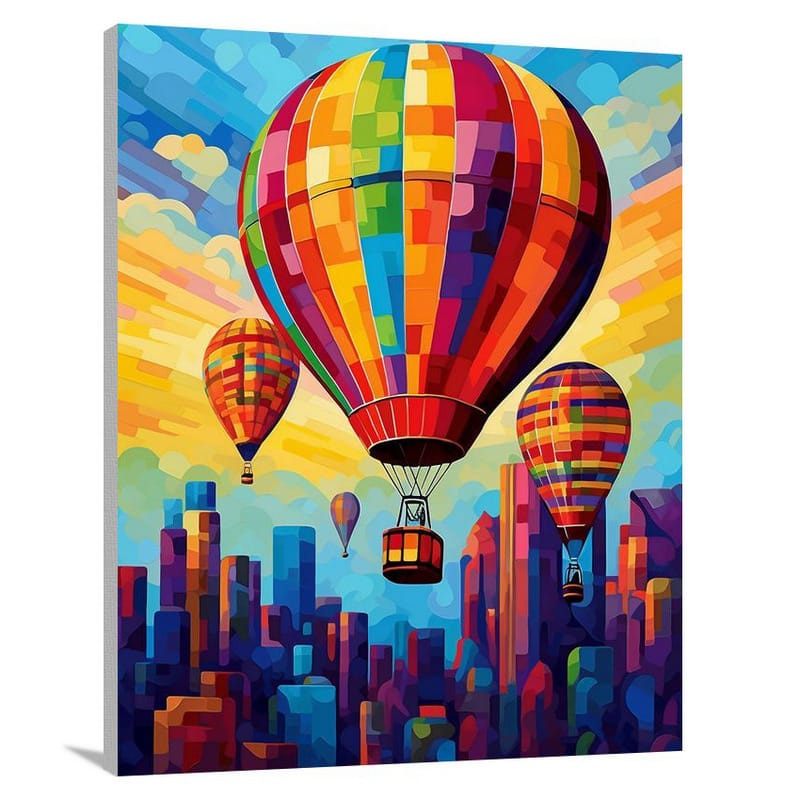 Elevated Fusion: Hot Air Balloon Voyage - Canvas Print