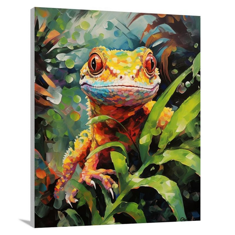 Emerald Encounter: Gecko in the Wild - Canvas Print