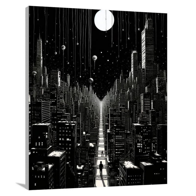 Emotional Balance: Cityscape at Night - Canvas Print