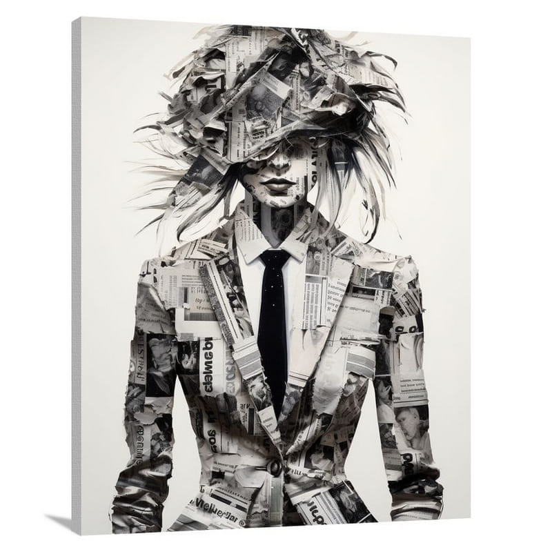 Empowering Elegance: Women's Suit - Black And White - Canvas Print