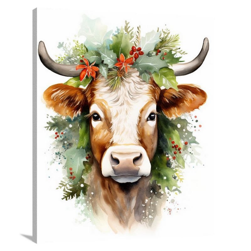 Enchanted Christmas Cow - Canvas Print