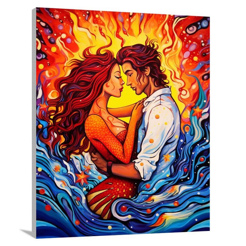 Enchanted Embrace: Mermaid's Love - Canvas Print