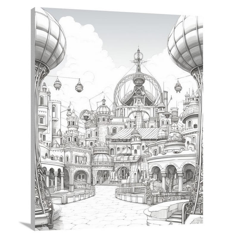 Enchanted Haven: Amusement Park Castle - Canvas Print