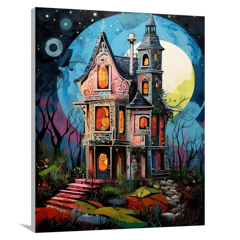 Enchanted Whispers: Haunted House - Canvas Print