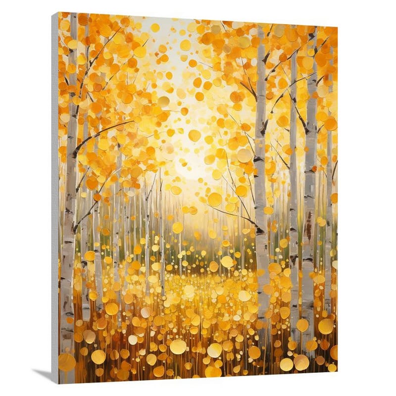 Enchanting Aspen: Golden Leaves Dance - Canvas Print