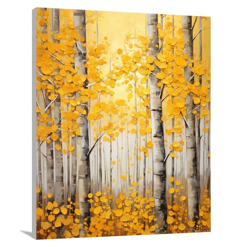 Enchanting Aspen: Golden Leaves Dance - Contemporary Art - Canvas Print