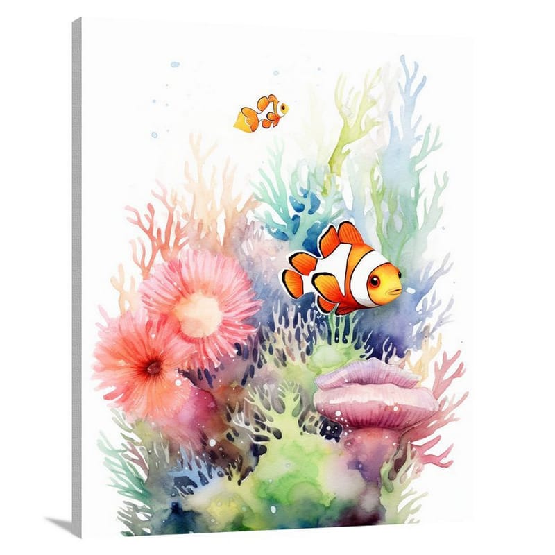 Enchanting Depths: Clown Fish Symphony - Canvas Print
