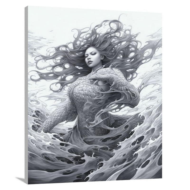 Enchanting Depths: Mermaid's Resilience - Canvas Print