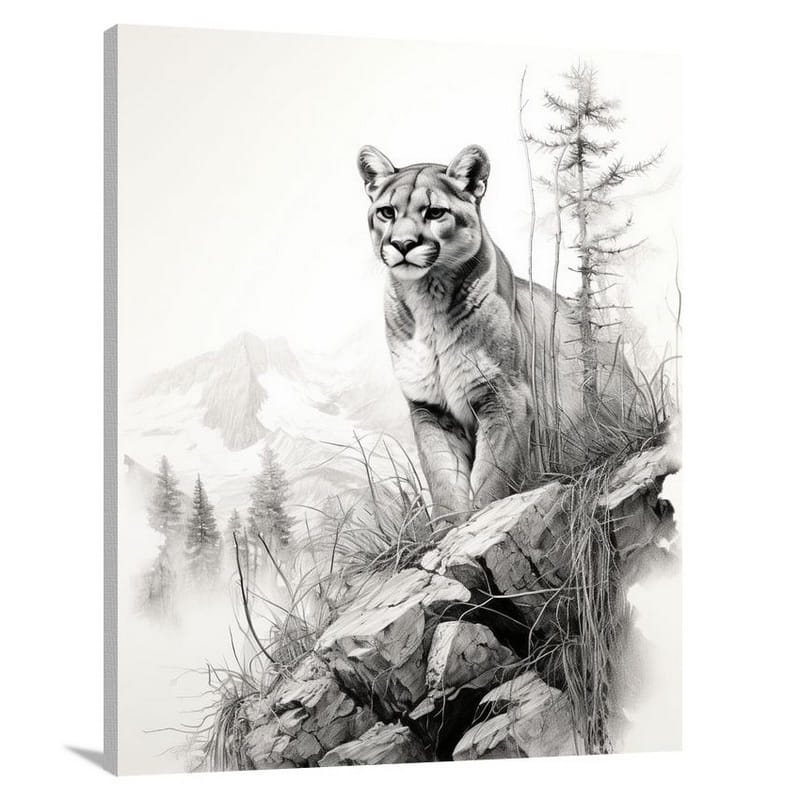 Enchanting Encounter: Cougar's Gaze - Canvas Print