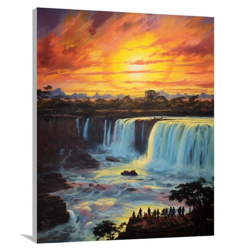 Enchanting Sunset at Iguazu Falls, Argentina - Canvas Print