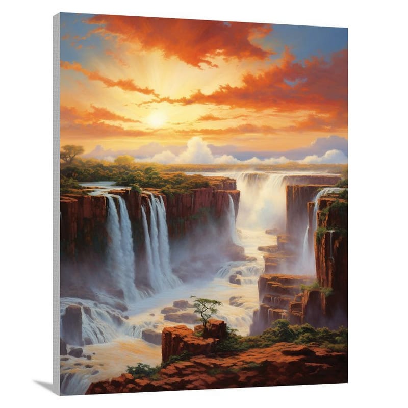 Enchanting Sunset at Iguazu Falls, Argentina - Contemporary Art - Canvas Print