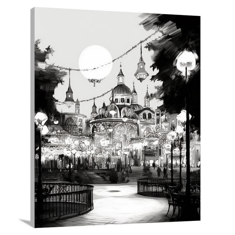 Enchanting Tivoli - Black And White - Canvas Print