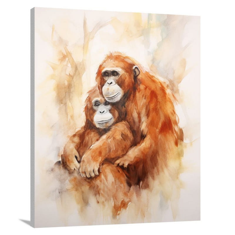 Endearing Connections: Orangutan's Embrace - Canvas Print