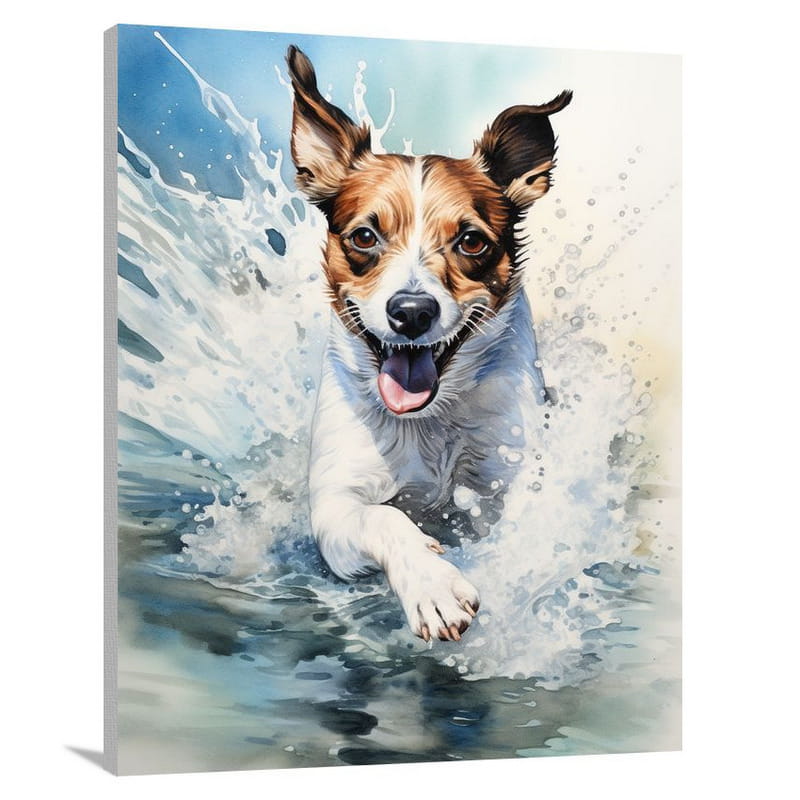 Energetic Dive: Jack Russell Terrier - Canvas Print
