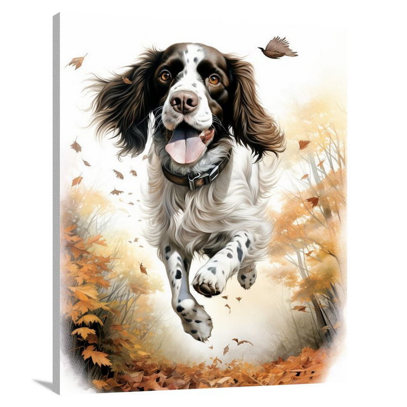 Energetic Leap: English Springer Spaniel - Canvas Print