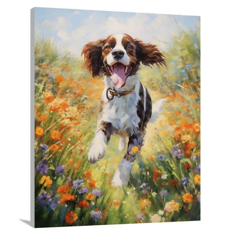 English Springer Spaniel's Joyful Dash - Canvas Print