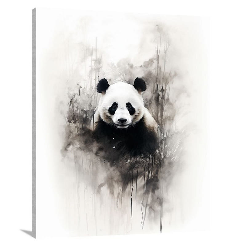 Enigmatic Panda: Resilience in the Mist - Canvas Print