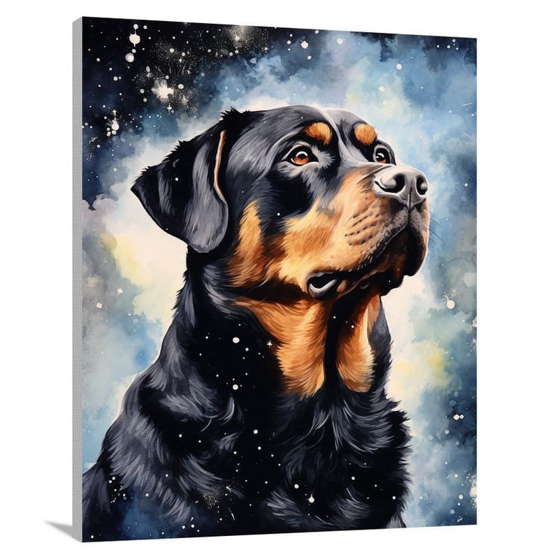 Enigmatic Rottweiler: Starry Reflections - Canvas Print