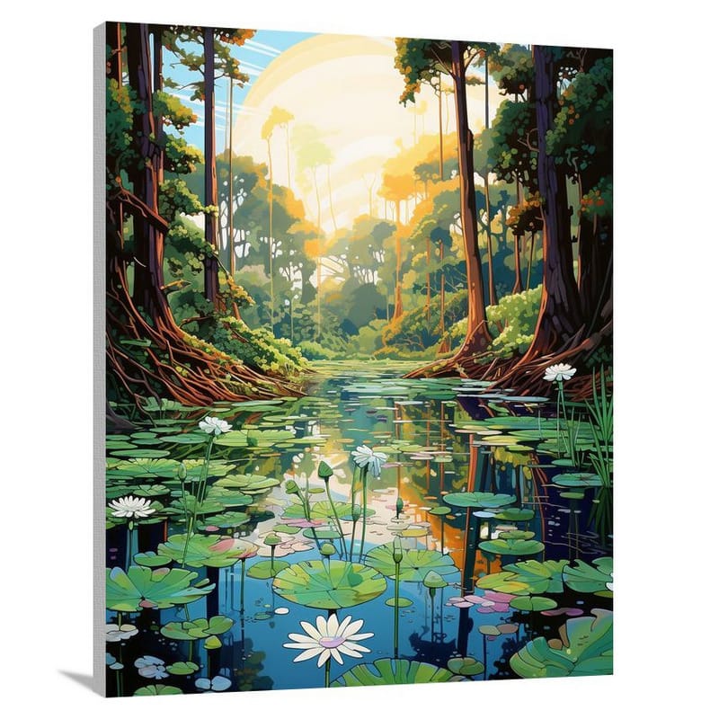 Enigmatic Serenity: Swamp's Secrets - Canvas Print