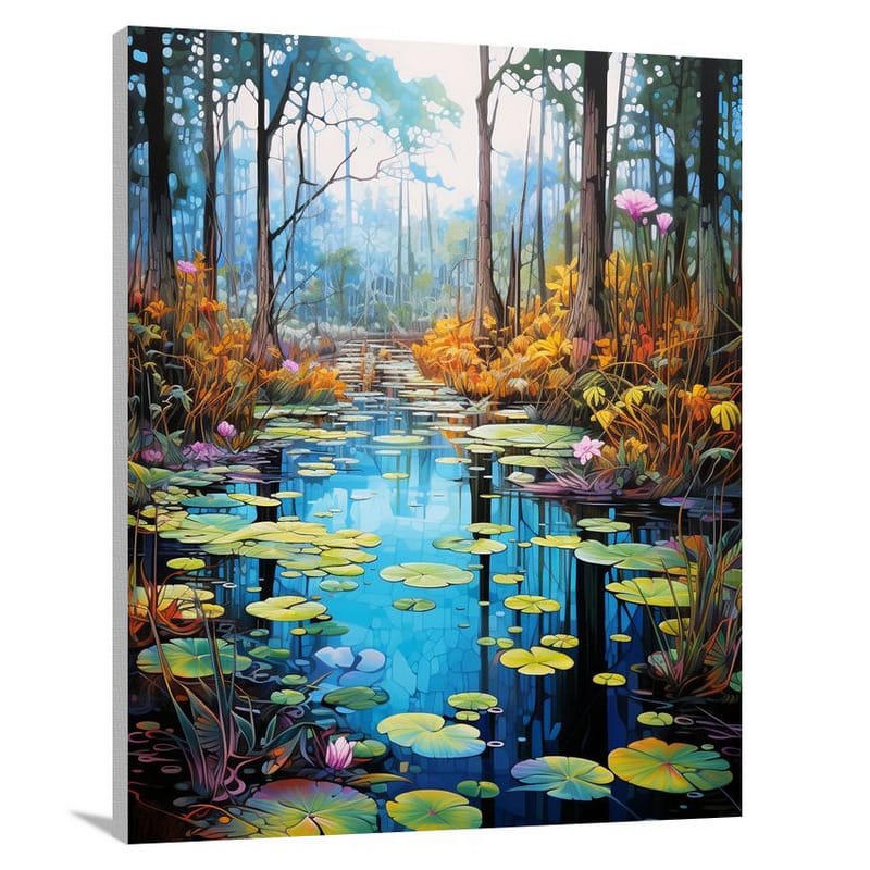 Enigmatic Serenity: Swamp's Secrets - Pop Art - Canvas Print