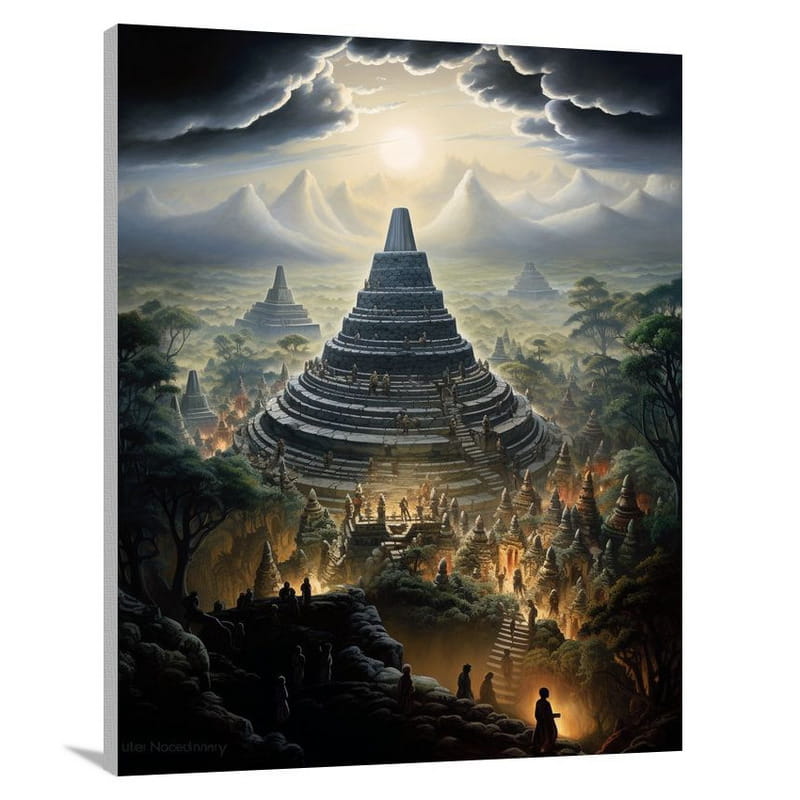 Enigmatic Whispers: Borobudur Unveiled - Canvas Print
