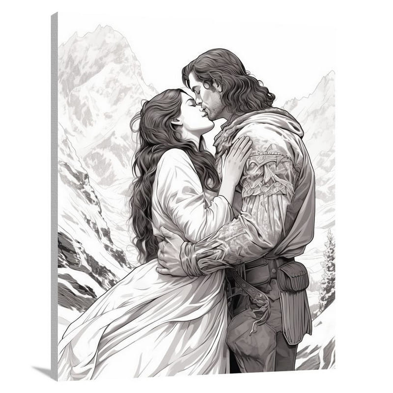 Eternal Embrace: Couple in the Peaks - Canvas Print