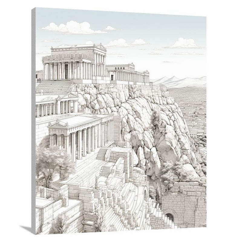Ethereal Acropolis - Black And White - Canvas Print