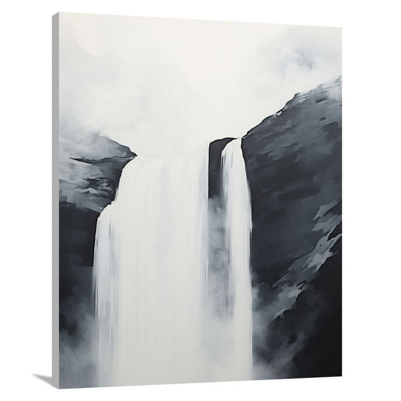 Ethereal Cascade: A Waterfall's Embrace - Canvas Print