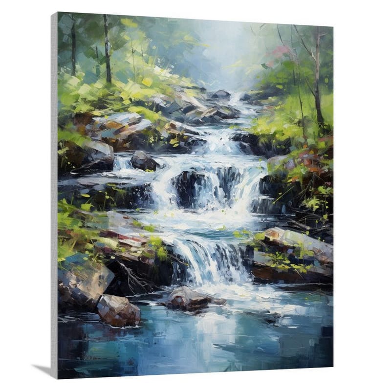 Ethereal Cascade: Majestic Waterfall - Canvas Print