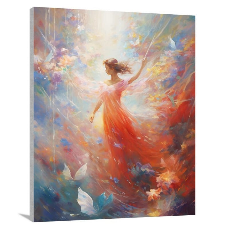 Ethereal Dreams: A Woman in Red - Canvas Print