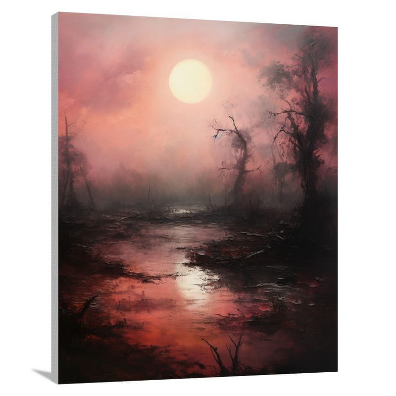 Ethereal Dusk: A Moonlit Swamp - Canvas Print
